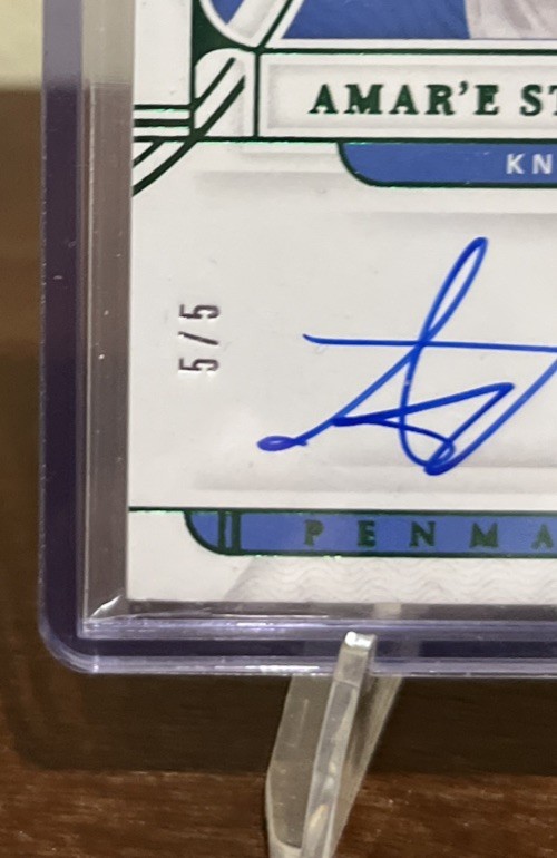 2021-22 National Treasures -Amar’e Stoudemire Penmanship On Card Auto #5/5 NM MT view 4