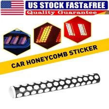 Black Car Tail Rear Cover Light Honeycomb Sticker Decor Tail Lamp Decal Trim Kit