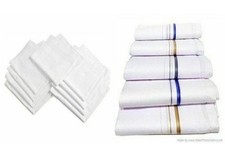 HANDKERCHIEF COTTON SOFT PLAIN HANKIES WHITE GIFT FOR MEN'S SHIP FROM INDIA