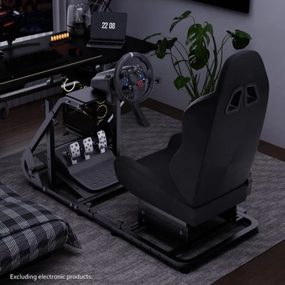 Hottoby Racing Wheel Stand Simulator Cockpit with Black Seat Fits Logitech G29