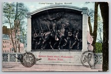 Robert Gould Shaw Monument Boston Herald Ad MA Civil War Postcard