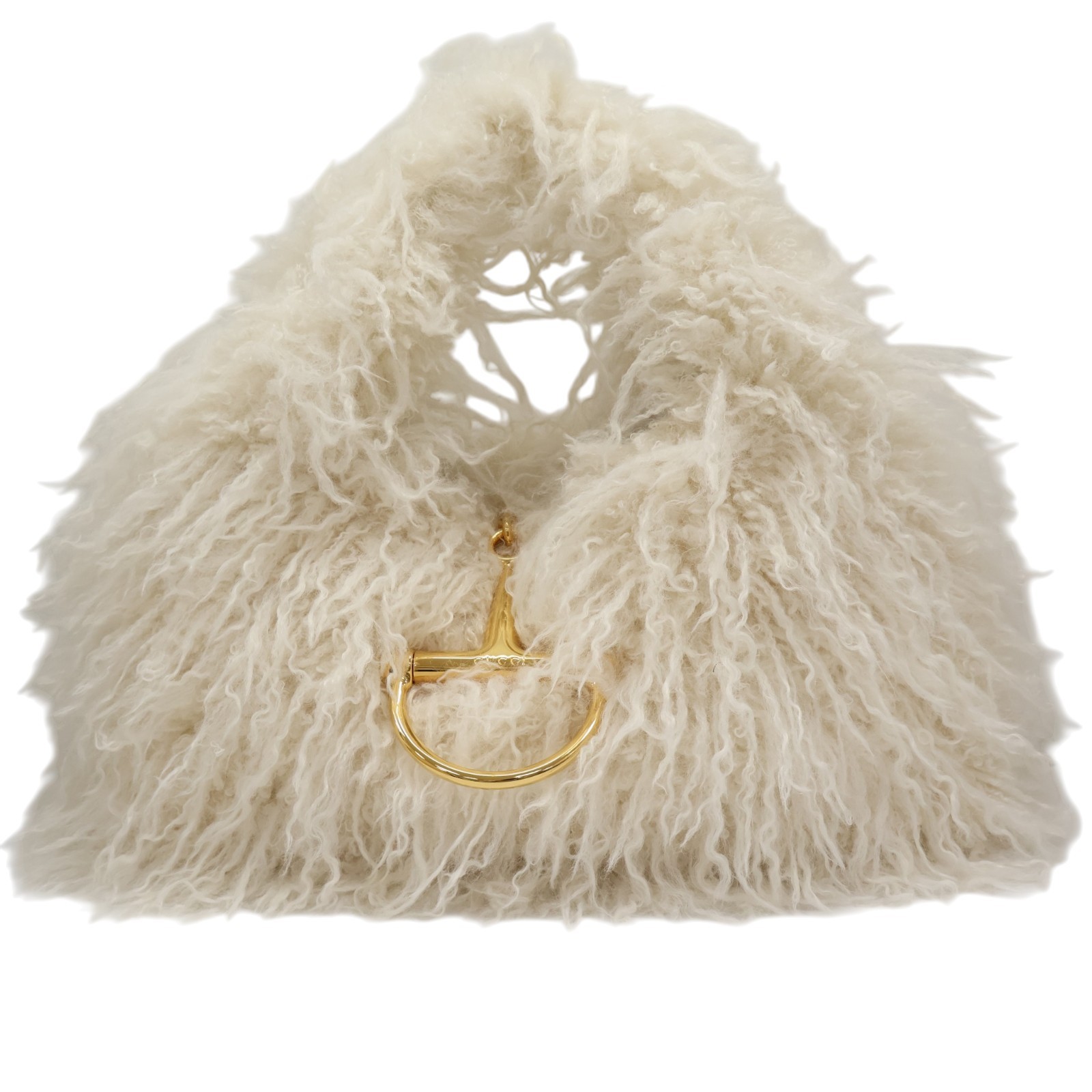 GUCCI Soft Bit Shoulder Bag Fur White 846694