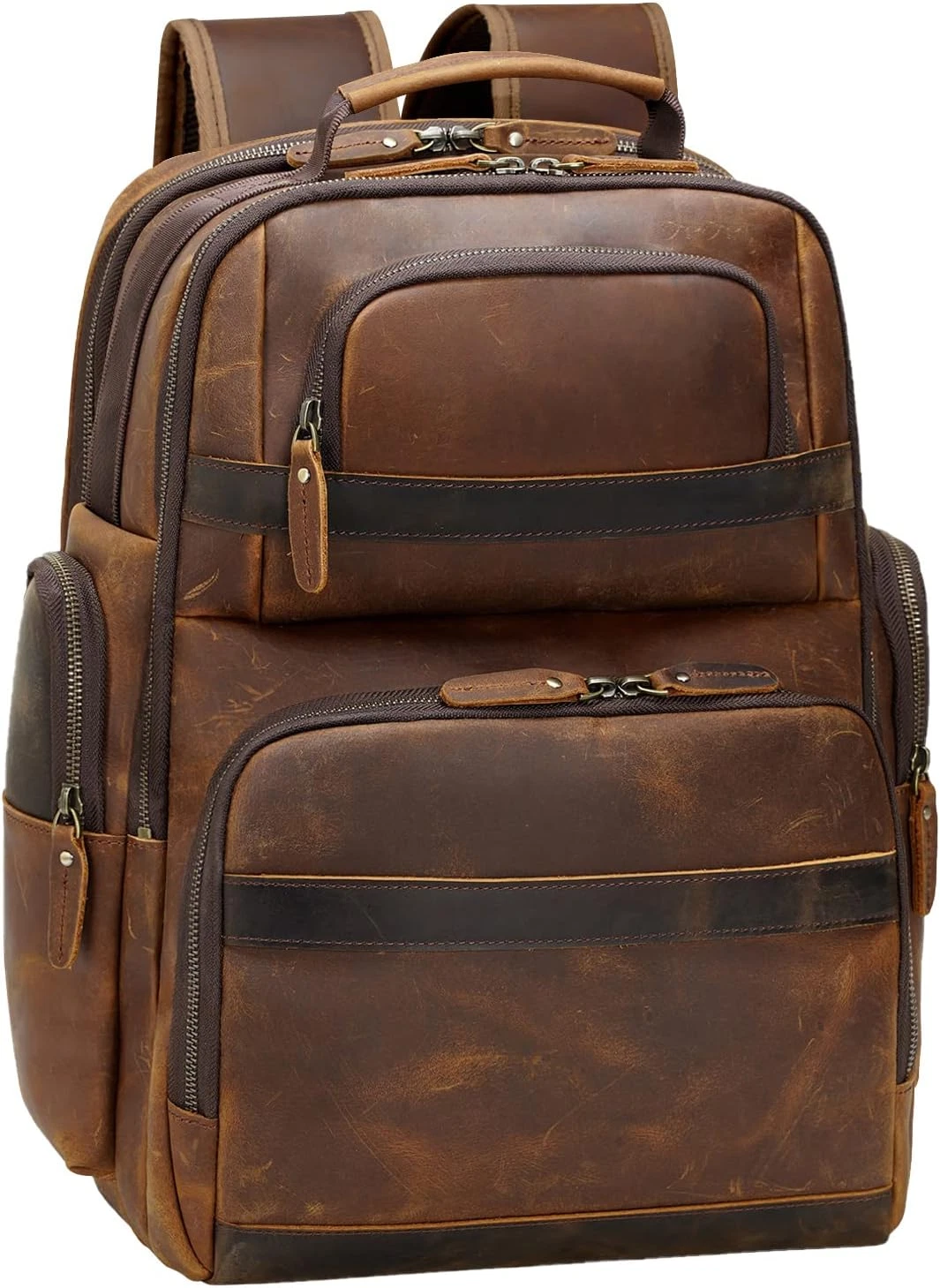 Stylish Vintage Leather Backpack for 15.6" Laptop - Travel Ready & Spacious