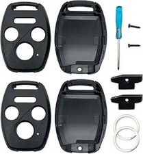 Key Fob Case Fit for 2003-2012 Accord / 2006-2013 Civ Style: 4 Buttons 2 Black