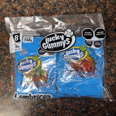 Lucky Gummys - Mexican Gummy Worms Fruit Flavors 8 bags  / 96 g 
