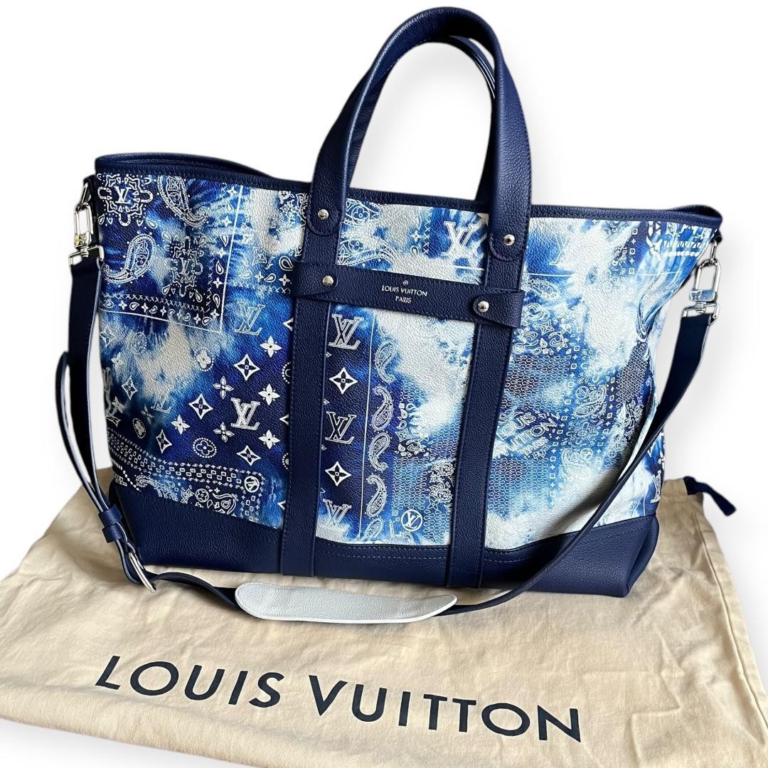 トートバッグ LOUIS VUITTON Tote Journey Louis Vuitton Journey Tote Medium Blue Monogram Leather for