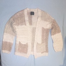 Abercrombie Fitch Women s Patchwork Cardigan XXS Beige Open Front Oversized