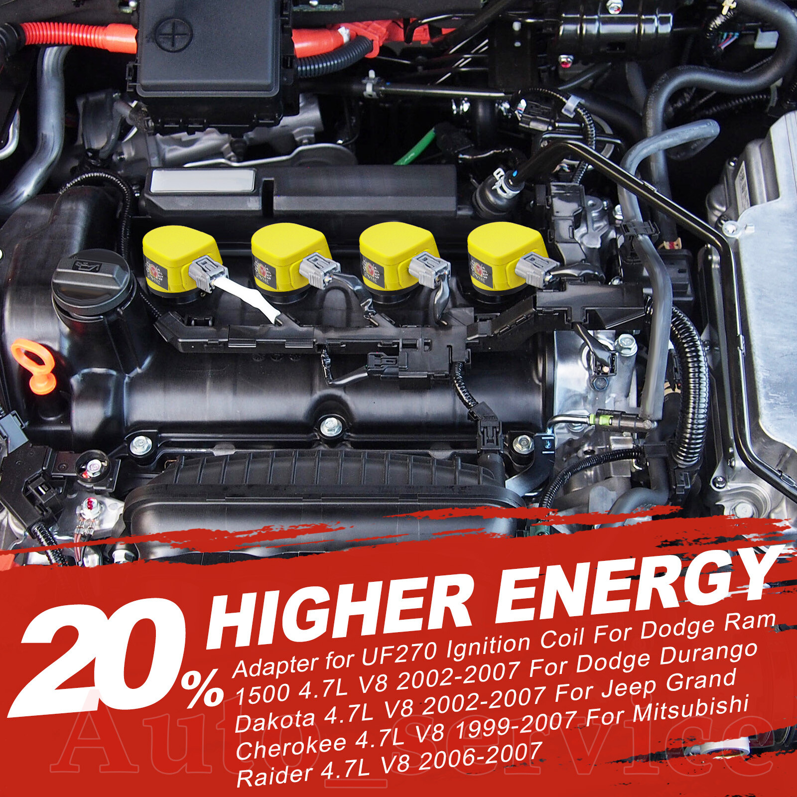 Set of 8 Ignition Coil Pack and Spark Plugs For Dodge Durango 4.7L V8 2000-2007