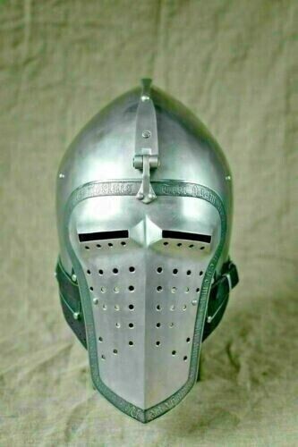 Custom SCA Medieval 18-Gauge Steel Italian Bascinet Warrior Combat Helmet