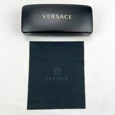 Versace Eyeglasses Hard Case Black on Black Clamshell w/ Versace Cloth