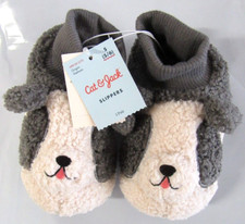NEW - MSRP 15.00 Cat  Jack Toddler Gray / White PUPPY DOG Slippers S 5/6 