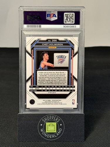 2022-23 Panini Prizm Chet Holmgren Green Prizm PSA 9 Mint SP Thunder - Picture 2 of 2