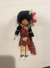 Vintage 1960's Celluloid/Plastic Scottish Guard Doll/ Bagpipes Scotland