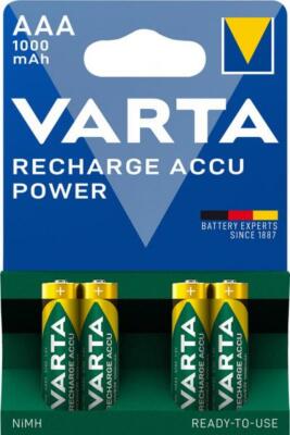 4 Varta 05703 Akku AAA 1000mAh Recharge Accu Power NiMH im 4er Blister