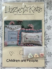 Lizzie Kate Children Are People Counted Cross Stitch Pattern & Buttons