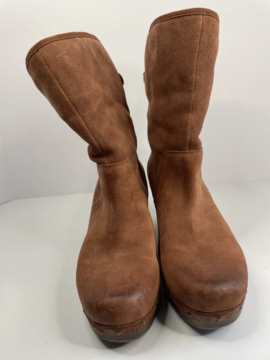 Ugg Australia Womens Lynnea 3204 Brown Suede Sheepskin Shearling Boots Size 8