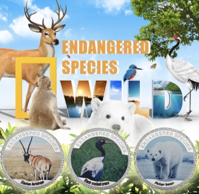 Münzen für gefährdete Arten - Wild Life World Animal Protection Coins X15 Set