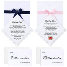 2 Sets Wedding Handkerchiefs Mother Father of the Bride Gifts to My Dad Mom i...