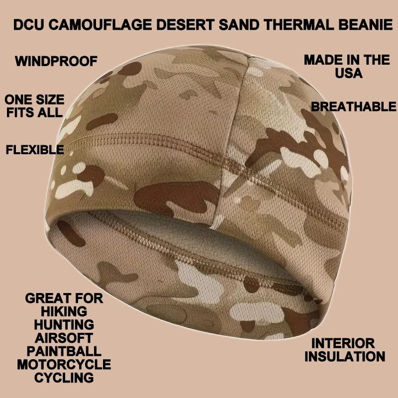NEW DCU DESERT CAMOUFLAGE PATTERN Fleece Watch Cap Hat COLD WEATHER WINTER
