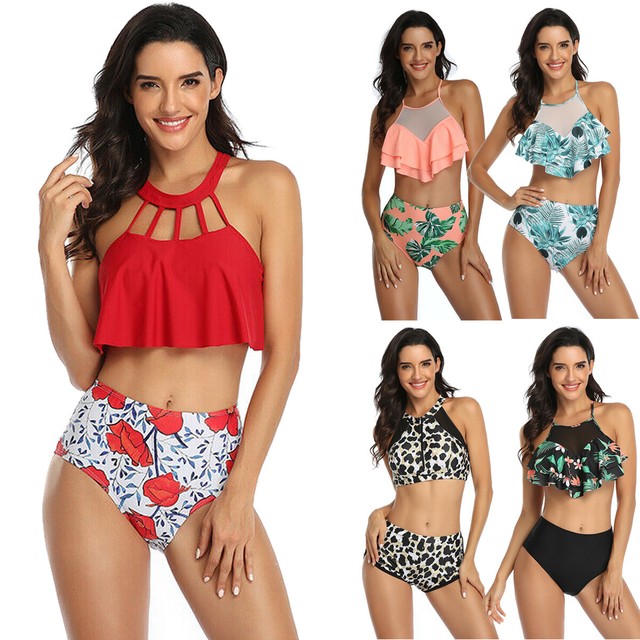 push up bikini top with high waisted bottoms