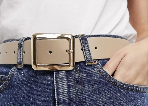 Ladies beige square buckle waist / hip 