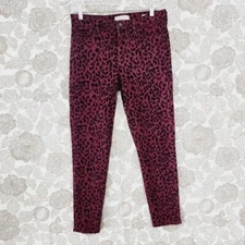 Social Standard By Sanctuary Burgundy Leopard Animal Printed AnkleSkinny Pants 8