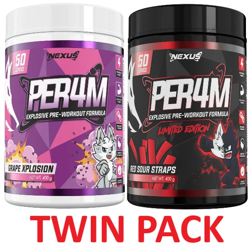 NEXUS SPORTS PER4M PREWORKOUT | TWIN PACK | ENERGY PUMP FOCUS STIMULANT PERFORM