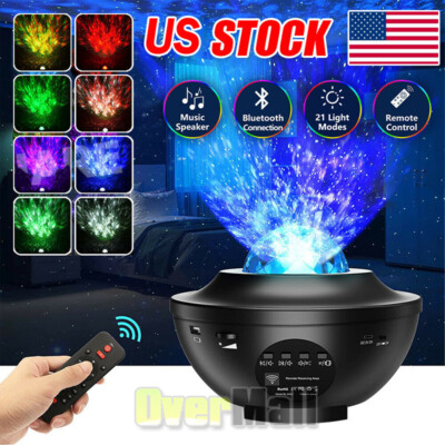 Bluetooth Music Night Light Room Star Projector Ocean Wave Ceiling Wall Decor US