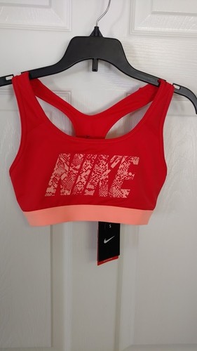 New NIKE Pro Classic Logo Women's Dri Fit Sports Bra 683257-696 Light Crimson S - Picture 5 of 7