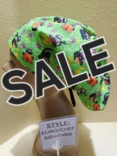 Black Cats Halloween SALE Women's Euro/Chef Surgical Scrub Hat/Cap Handmade