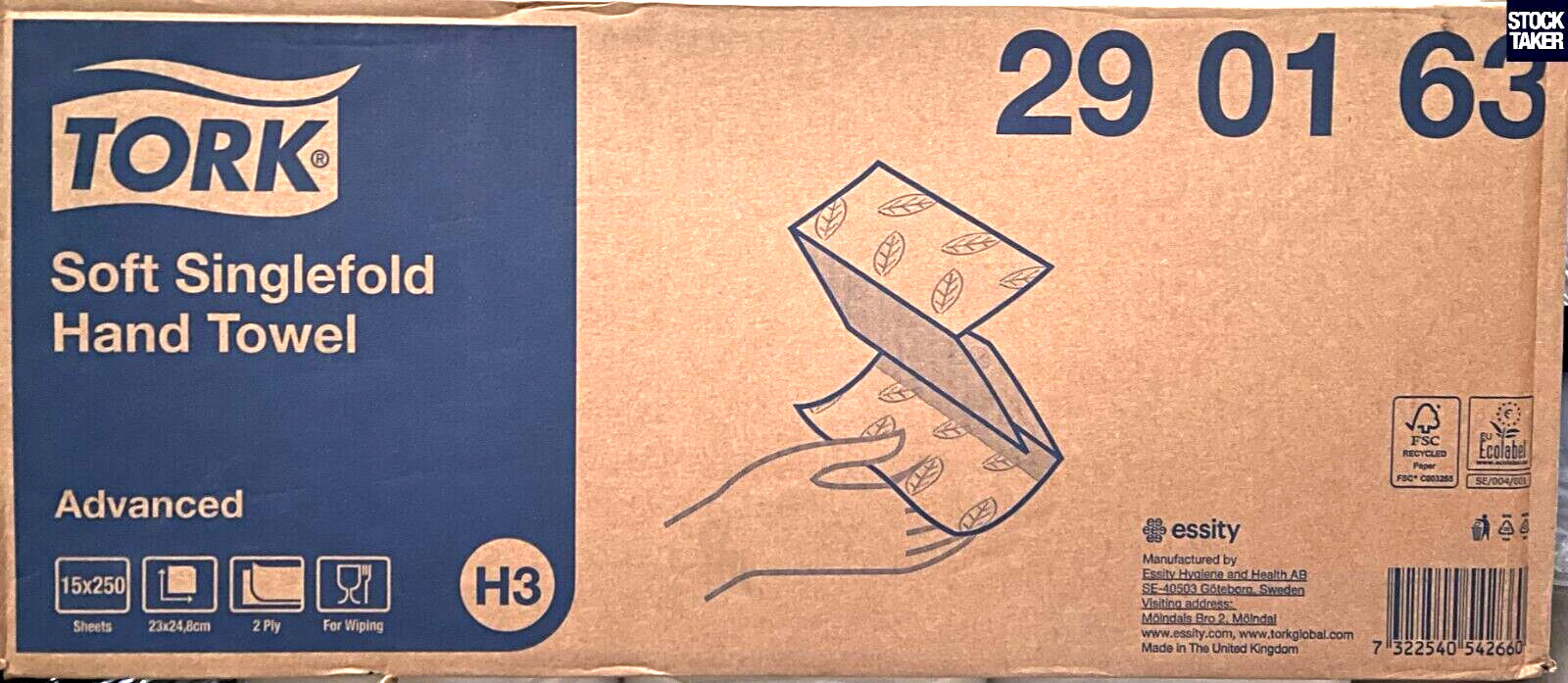 (15 Sleeves) Tork 290163 Soft Singlefold Hand Towel 2-Ply Wiping H3 (VAT Invoice