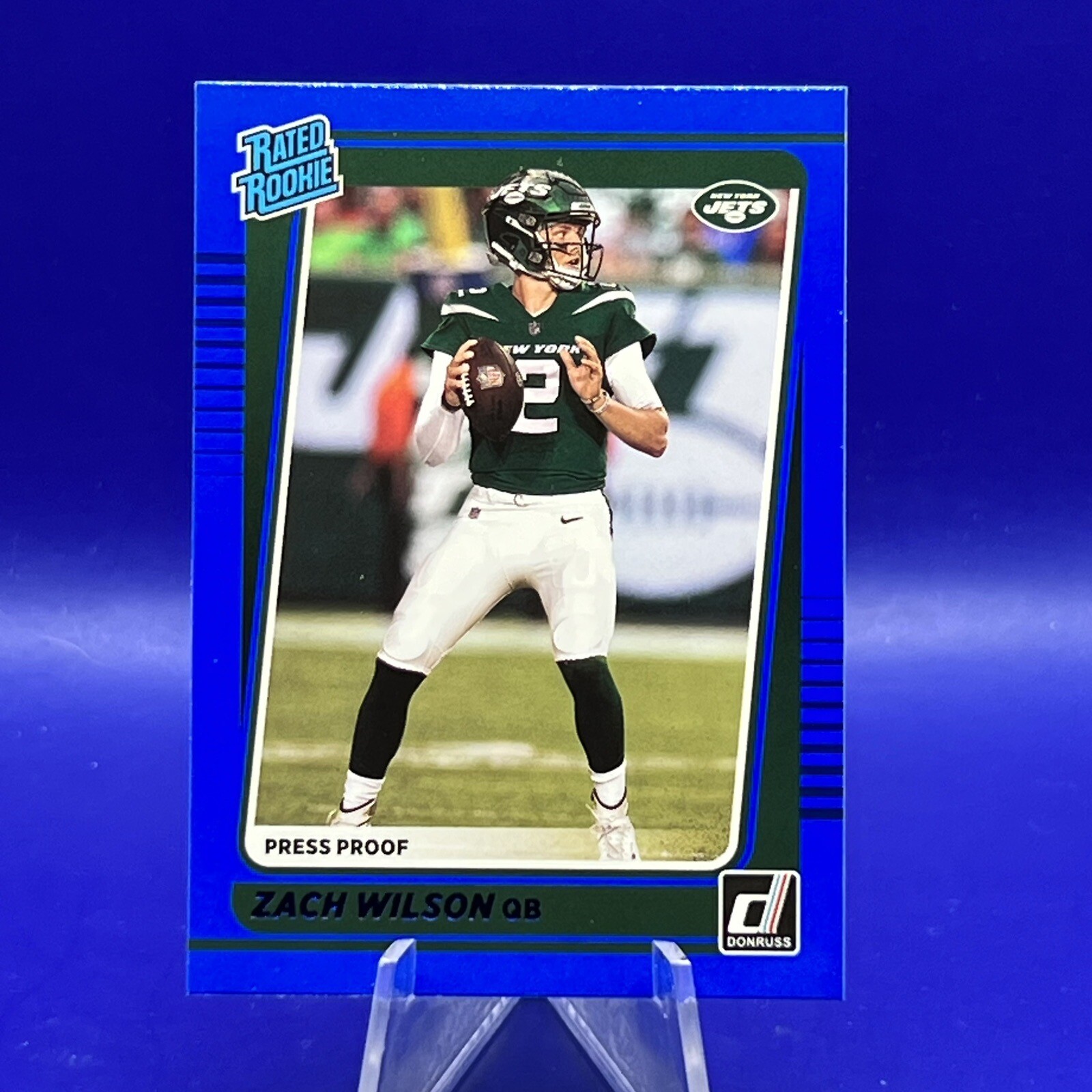 Zach Wilson 2021 Donruss Rated Rookie Blue Press Proof