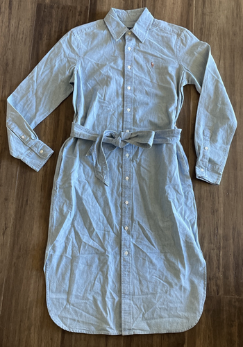NWOT $198 Current POLO Ralph Lauren Cory Cotton Chambray Shirtdress 0 - Picture 9 of 15