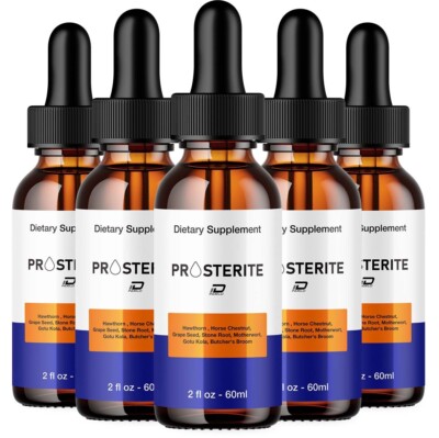 (5 Pack) Prosterite Drops for Prostate Health-Bladder Urinating,Maximum Strength