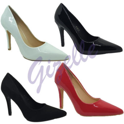 Damen-Pumps spitz zulaufend hoher Absatz Party Arbeitsschuh UK-Größe 3 12