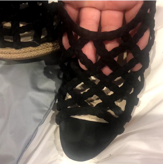 AUTHENTIC PRADA BLACK WOVEN ESPADRILLES WEDGE SANDALS SIZE 7.5 BOX DUST BAG INCL image 2