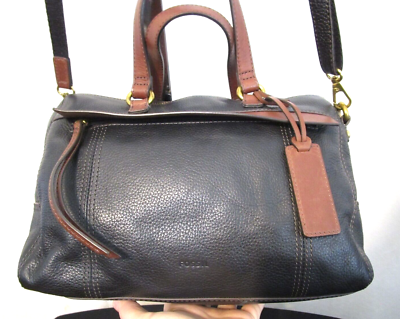 EUC! Fossil Medium Sz. Brown & Black Leather Crossbody  display picture 1