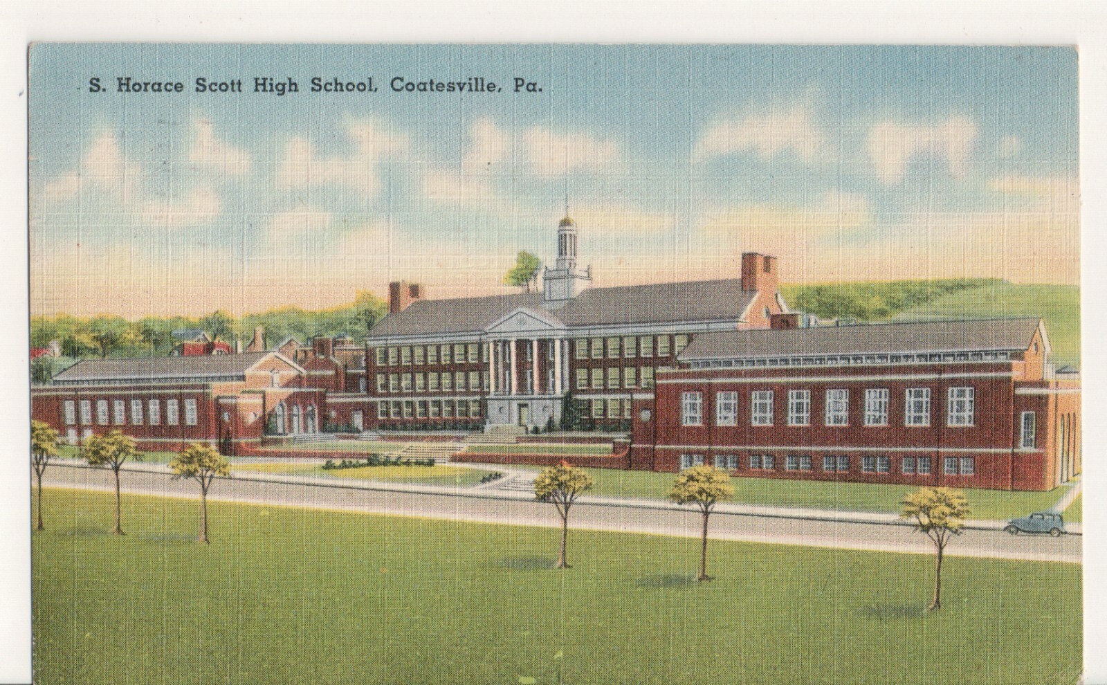 Vintage Postcard, S Horace Scott Senior High School, Coatesville