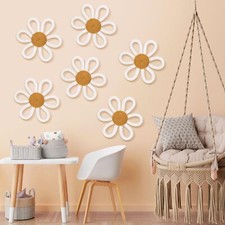 Zeyune 6 Pcs Boho Daisy Flower Wall Art Decor Boho Daisy Floral Nursery Art D...