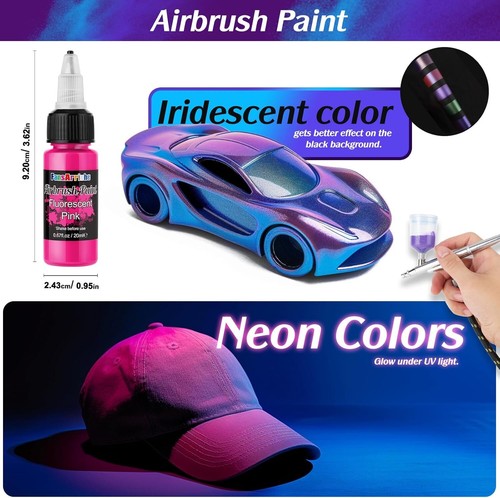 Fansarriche Airbrush Farbe, 44 Farben+6 Verdünner, Acryl-Luftpinsel-Set, Blickdi - Bild 3 von 7