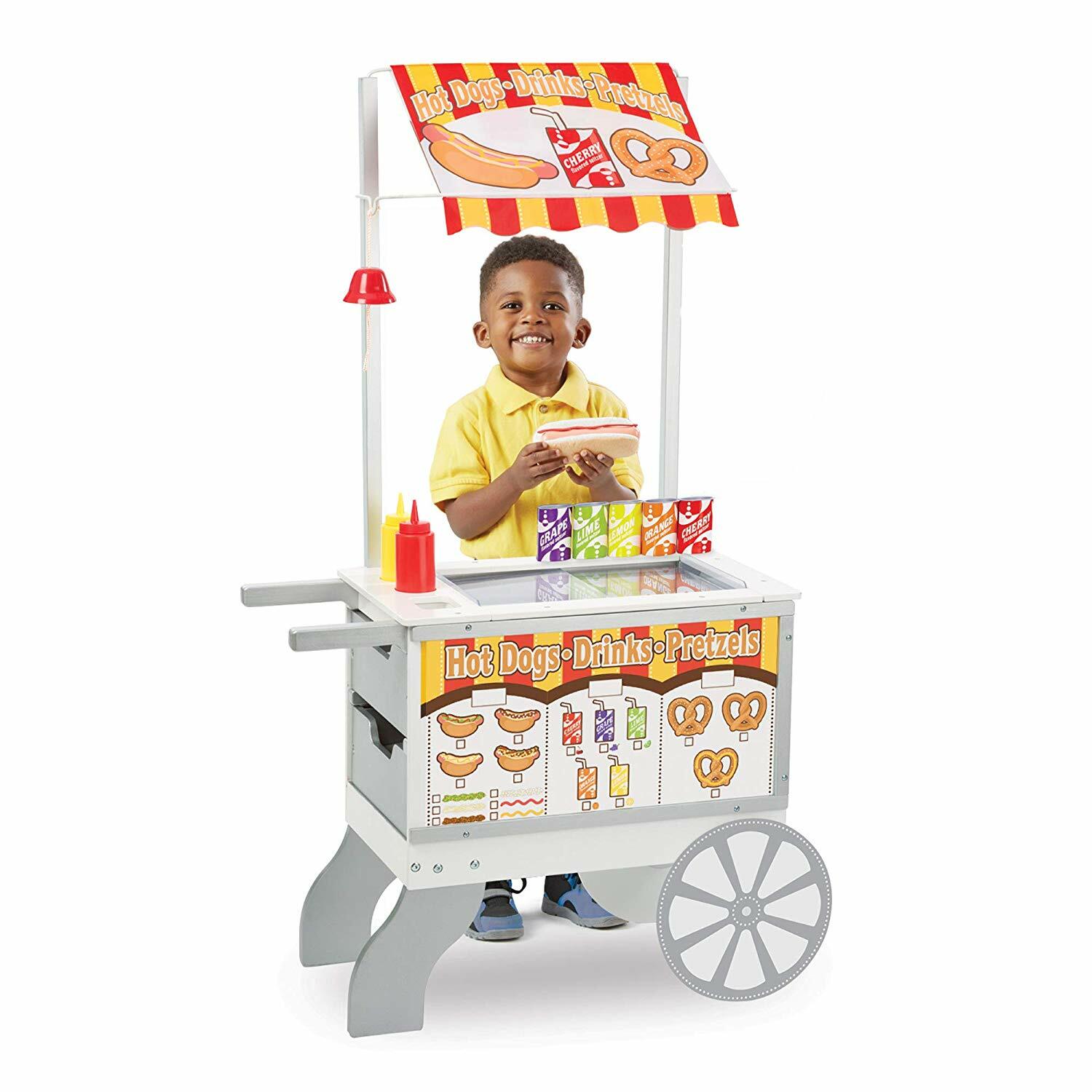 Melissa & Doug Snacks & Sweets Food Cart -Pretend Play Wooden Shop With Toy Food