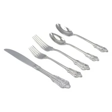 Elyon Tableware Baroque Reflective Silver 20 Piece Flatware Set Stainless Steel