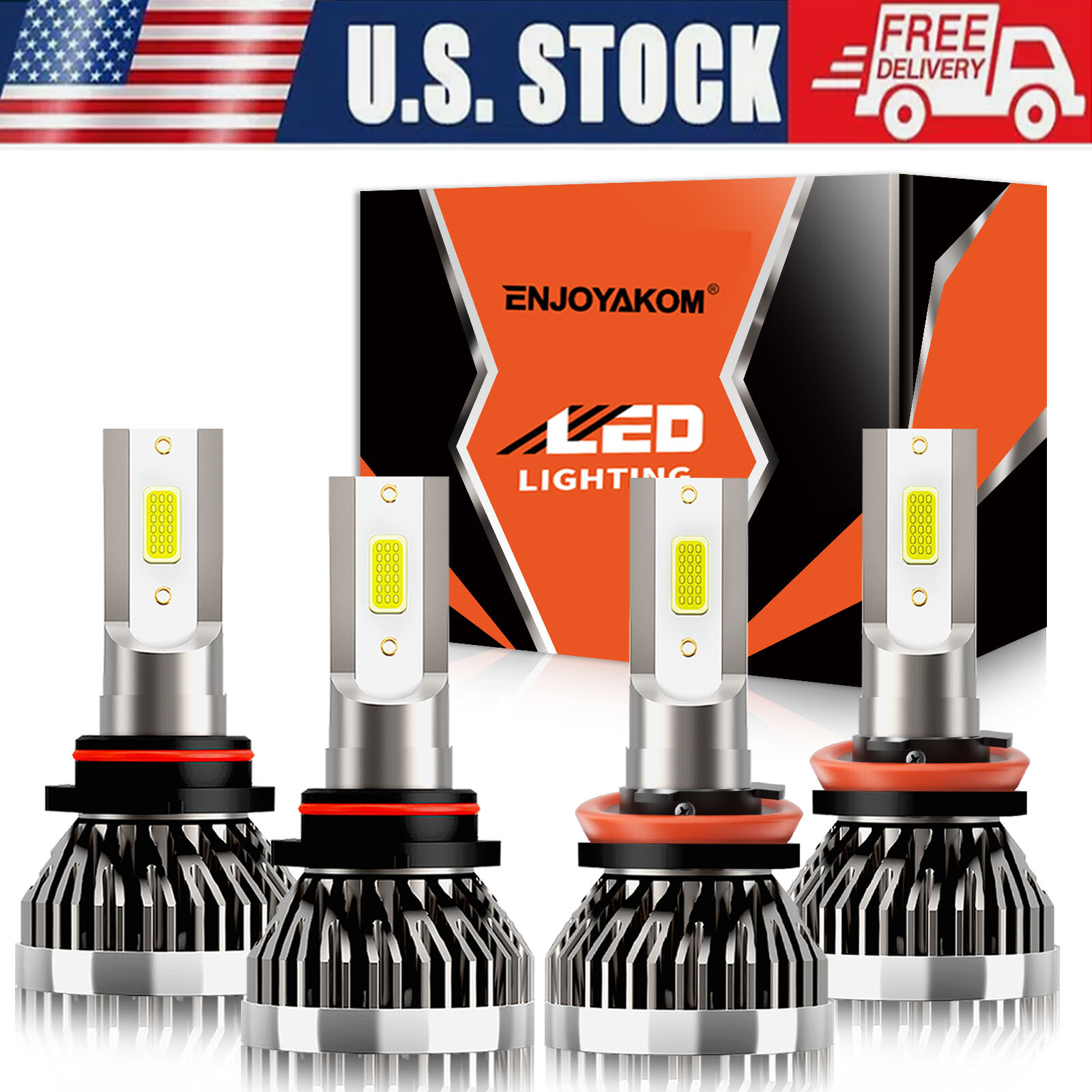 9005+H11 Combo LED Headlight 100W 10000LM High/Low Beam 6000K Bulbs Kit White