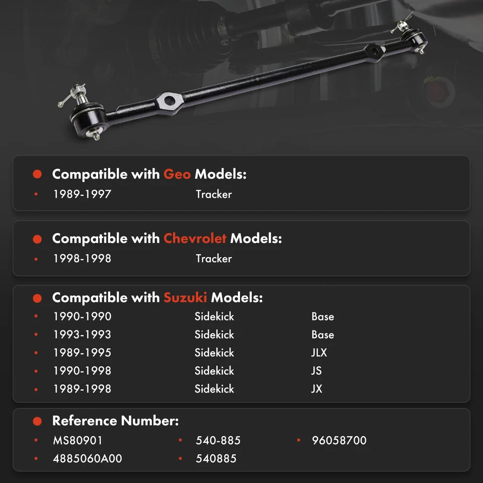 Eslabón central de dirección delantera para Chevy Tracker 1998 Geo Tracker Suzuki Sidekick Foto 2 de 4