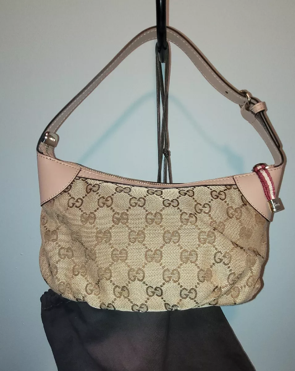 Gucci Brown GG Canvas Baguette Pochette Beige 100 Authentic