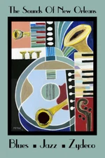 New Orleans Zydeco Jazz Cajun Music Guitar Accordian Banjo Poster Repro FREE S/H