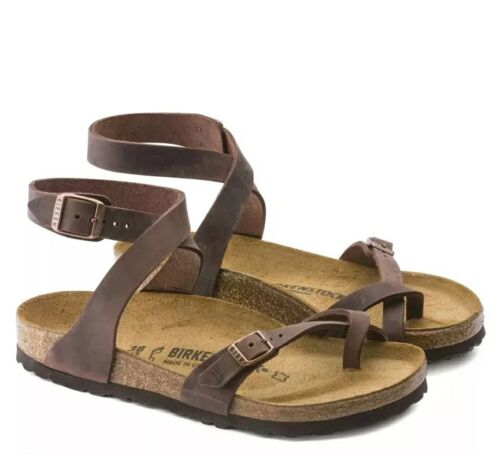 Size EU 39/ US 8 BIRKENSTOCK Yara Habana Ankle Sandals Womens Oiled Leather