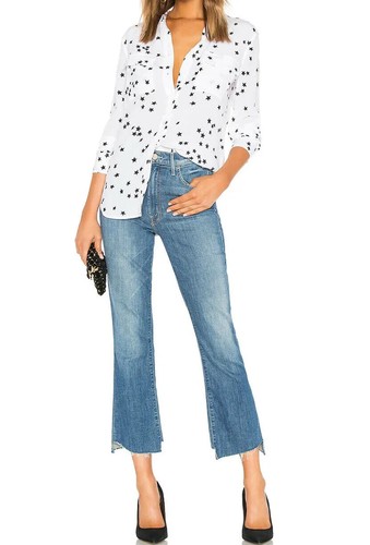 $280 NWT EQUIPMENT SzL SLIM SIGNATURE STAR PRINT SILK SHIRT BRIGHT WHITE - Picture 6 of 12