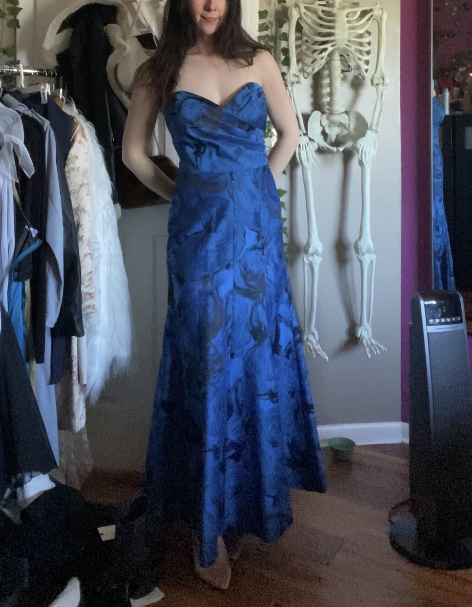 david meister blue dress NEW David Meister Blue Beaded One Shoulder Cocktail Dress main image 0