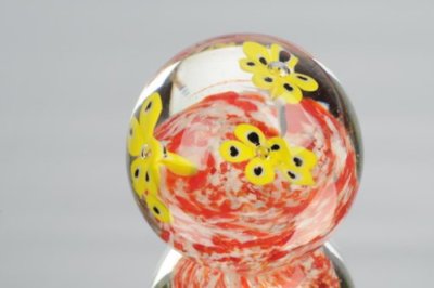 M Design Art Hand GlassYellow Millefiori Art Paperweight